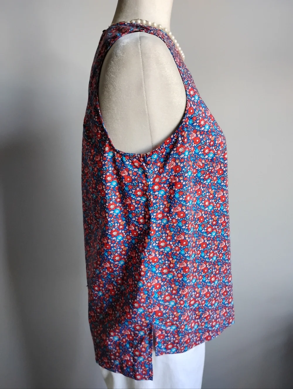 J. Crew Liberty Art Fabric Betsy Ann Blouse Red Blue Floral Cottagecore Size